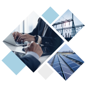 Collage with power grids and solar panels